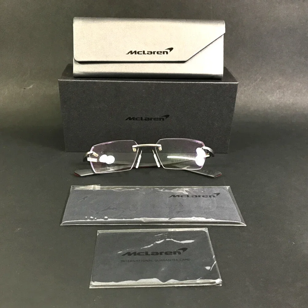 McLaren Eyeglasses Frames ML MS-85 C01 Black Red Rimless Rectangle 53-18-145
